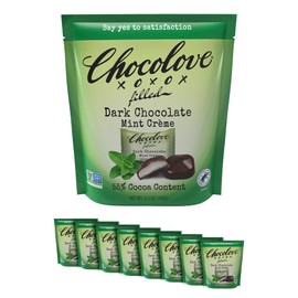 Chocolove Mint Crème Chocolate Bites | 55% Cocoa | Refreshing Mint Filling | Crafted with Premium Belgian Dark Chocolate | Non-GMO, & Gluten-Free, 3.5 oz Pack (8 Pack)
