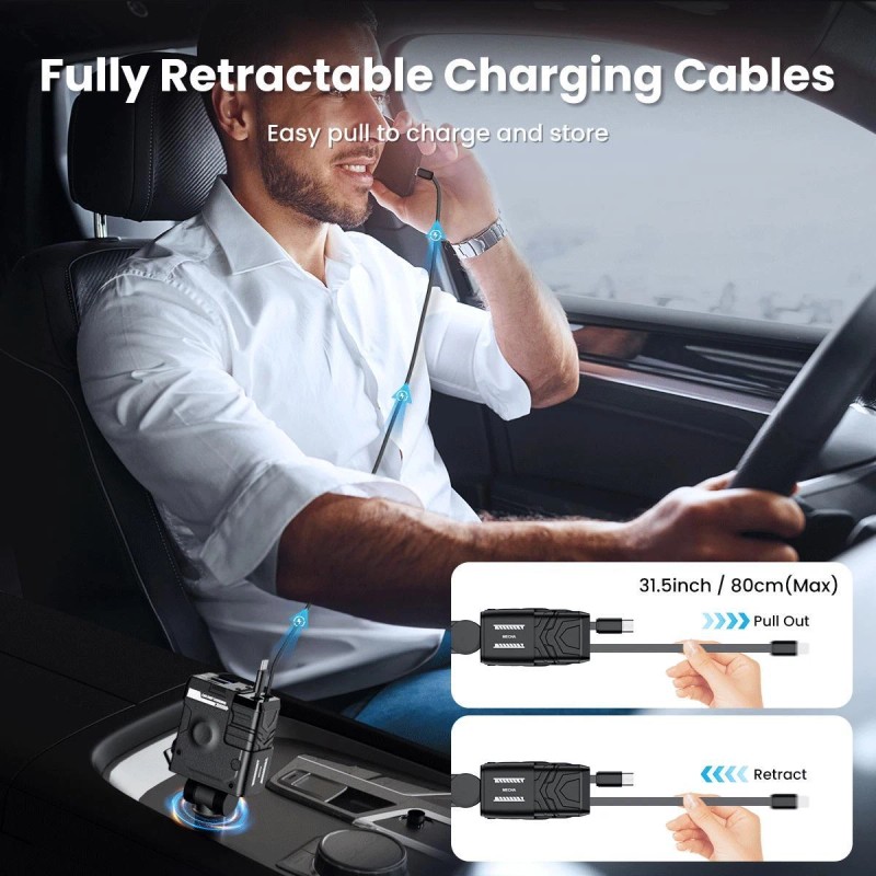 Universal Retractable Car Charger 4 in 1 Fast Car Phone