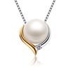 Jewlldeen Women's 925 Silver Pearl Necklace Heart Pendant Silver Chain