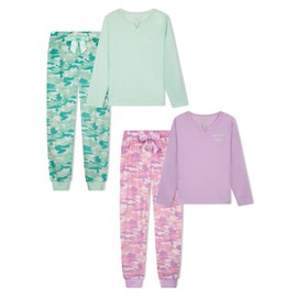 Sleep On It Girls Fleece Pajama Set Long Sleeve Tops & Fleece Pants Soft Kids Sleepwear Multipack Cute Prints Sizes 4-14