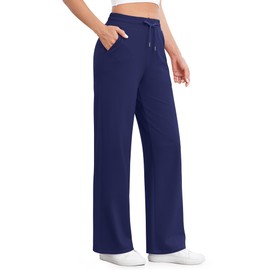 G4Free Wide Leg Pants for Women Yoga Pants with Pockets Straight Leg Sweatpants Loose Lounge Comfy Winter Pants (Royal Blue,M,29")