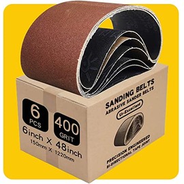 6 x 48 Inch 40 Grit Sanding Belt | Premium Aluminum Oxide Sanding Belt | Premium Sander Sandpaper – 6 Pack