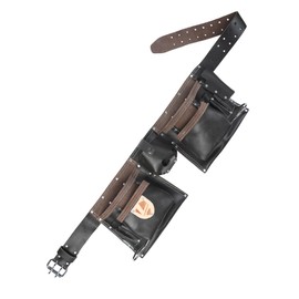 Heavy-Duty Full Grain Leather Tool Belt for Electricians – Multi-Pouch Construction Work Gear with Key Clip, Durable Carpenter Utility Belt for Men (Style 6, Standard)