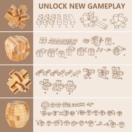 Wooden Puzzle Games, 3D Puzzle Games for Adults, Skill Games Adults, Patience Game for Adults, Logic Games for Adults, Toy Gift Set for Adults & Children
