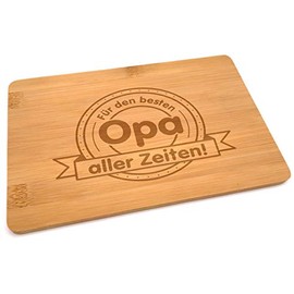 Samunshi® Wooden Board with Engraving "Bester Opa Made of Bamboo" Breakfast Board as Wooden Chopping Boards Wooden Board Kitchen Vesper Board