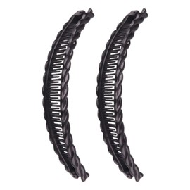 perfeclan 2 Pieces Banana Hair Clips Hair Accessories Flexible Banana Clip Ponytail Hair Holder for People with Less Hair Black