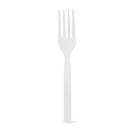 PACKNWOOD 210CVPL611W- White Plastic Fork - Cornstarch Fork - Heavy Duty Clear Plastic Fork - Disposable Cutlery Fork - Party Forks 100% Compostable and Biodegradable Forks - 6”in Long -(Case of 1000)