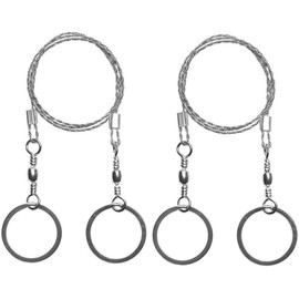 Longsing Survival Pocket Saw 2 Piece Pocket Wire Saw Ideal for Survival Gear Camping Hunting Tree Cutting Emergency Kit Tool Chain