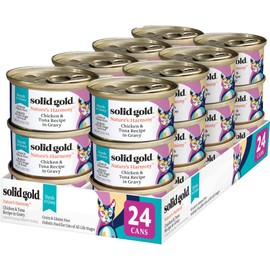 Solid Gold Nature's Harmony Wet Cat Food - Chicken & Tuna Shreds in Gravy - Canned Cat Food, 24 Pack