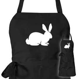 huuraa Apron Rabbit Silhouette Unisex Apron Cooking Apron Size with Motif for All Animal Lovers Gift Idea for Friends and Family, black