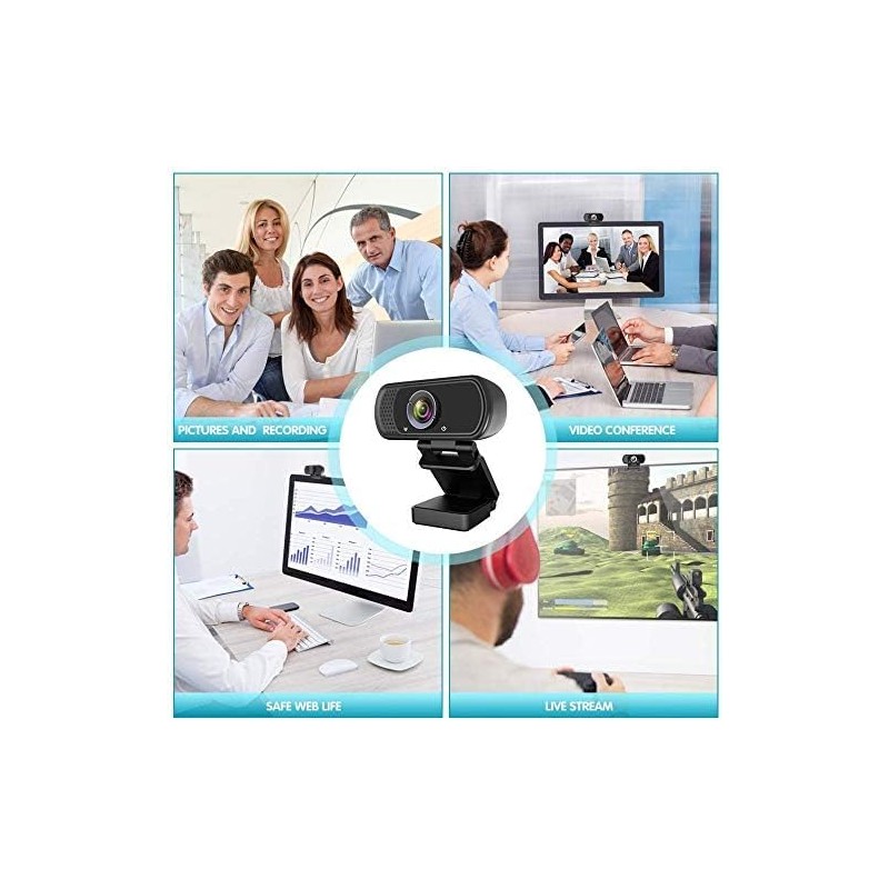 1080P Webcam,Live Streaming Web Camera with Stereo Microphone, Desktop or