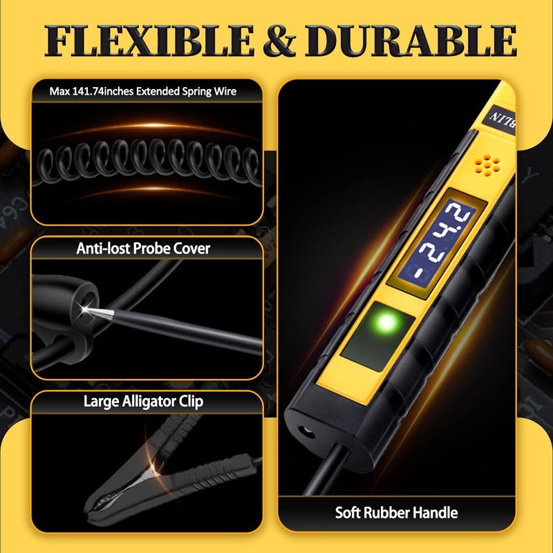 AWBLIN 4-75V DC Automotive Test Light, LCD Digital Light Tester