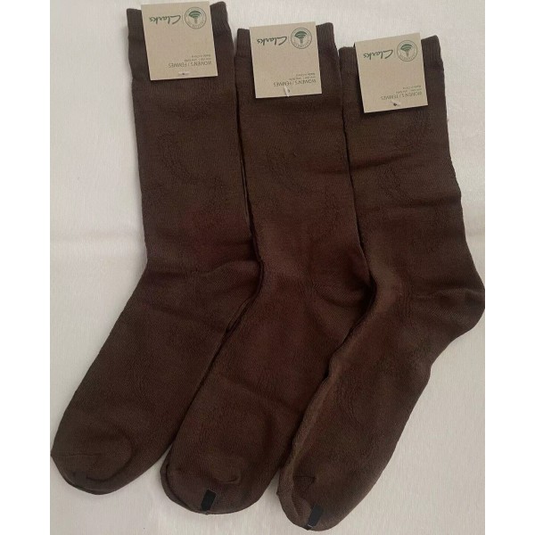 Clarks 3 Pairs Brown Women Ladies Mid Calf Sock One