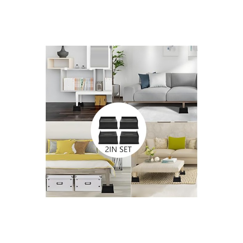 4 Elevadores De Muebles Cama/Nevera,Patas De Muebles Rectangular Elevadoras,Protege Suelos