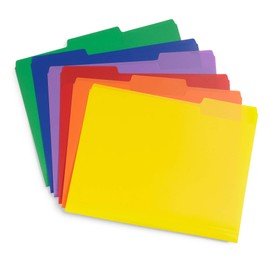 Blue Summit Supplies Plastic File Folders, 1/3 Cut Tab, Heavy Duty Multi Colored Poly Folders, Letter Size, 30 Pack