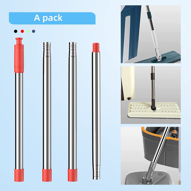 4-Section Spin Mop Replacement Handle，2.5-to-5 Foot Mop Stick Compatible with