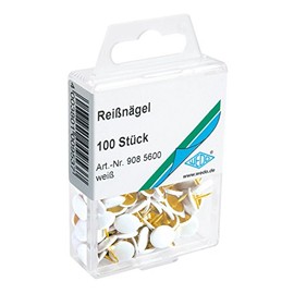 Wedo 9085600 Push Pins, Head Diameter 10 mm Pack of 100 Undurchdrückbar Überkapselt White