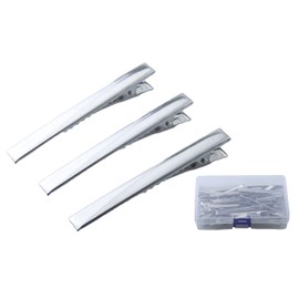 MAHAVIMOKSA 1 Box 100pcs Metal Silver Flat Single Prong Alligator Hair Clips for DIY Craft (42mm)