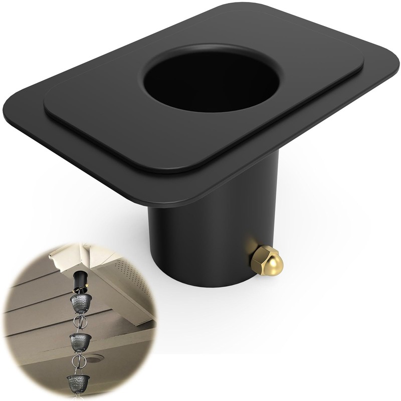 ForoGore Rain Chain Gutter Adapter Black Metal Rain Chain Adapter