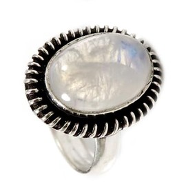 JEWELSTREZORO Regenbogenmondstein Edelstein-Bandring für Herren und Damen, alle Größen, 925er-Sterlingsilber, handgefertigter Geschenkartikel, Schmuck TSR193A_47 (15.0)