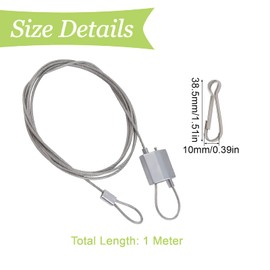 UFURMATE Rope Hanger, 4 Set 1M/3.28 Ft Stainless Steel Ceiling Light Hanging Wires Adjustable Wire Ropes Light Suspension Cables Kit for Growing Light