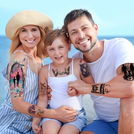 77 Sheets Temporary Tattoos for Family, Fake Family Tattoo for Couples, Dating, Family Gathering, Family Love, Unit Symbol, Temporary Tattoo for Valentine's Day, Mother's Day, Father's Day