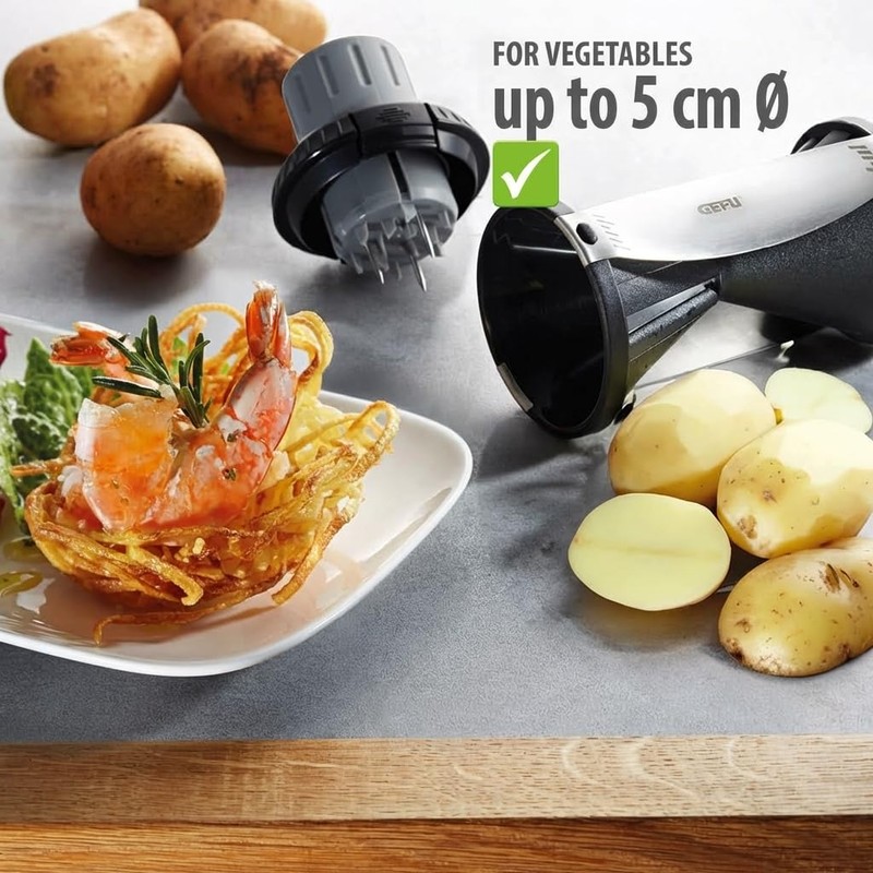 GEFU Spirelli 2.0 spiral cutter, spaghetti cutter with remover holder.,