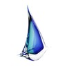 Murano Glass Design Crystal Sailboat Aqua Blue 10" Ht. 9"
