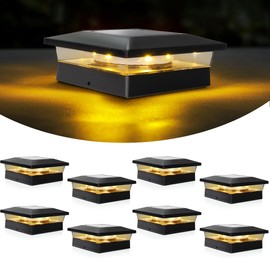 TW SHINE Solar Post Cap Lights Outdoor, 8 Pack Waterproof Solar Powered Deck Fence Post Lights, Warm White Post Light for Garden Patio Porch for 4x4, 5x5 or 6x6 Wooden Posts