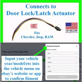 fit Dodge Jeep Door Lock Latch Actuator Connector Plug Pigtail Wiring Harness
