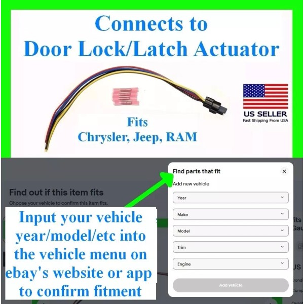fit Dodge Jeep Door Lock Latch Actuator Connector Plug Pigtail