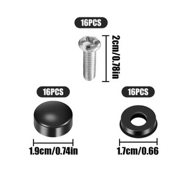 WELANE License Plate Screws Kit, 8 Set Universal Anti Theft License Screw for Front & Rear Plates (Black)