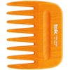 Tek afro hair comb in ash wood, orange color - Handmade in Italy