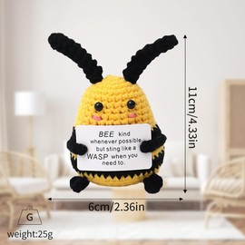 LUHOCIY Christmas Funny Positive Potato Pocket Hug, Emotional Support Positive Gifts for Friends Encouragement Party Farewell Gift Colleagues, Gift (Honey Bee)