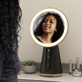 DTLNL Lighted Makeup Mirror Vanity Mirror with Lights Circle Mirror for Makeup 10X Magnification 180°Rotation 3 Color Lighting Modes Portable LED Makeup Mirror Vanity Mirror for Bathroom,Black