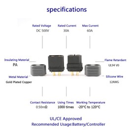 SoloGood Amass 10 Pair XT60H Bullet Connector Black Plug Female & Male (Upgrated of XT60) Plug for RC Lipo Battery Parts