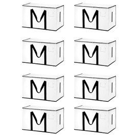 PATIKIL Extra Large Moving Bags, 8 Pack Large Bag with Reinforced Handles and Zipper Storage Tote Packing Bags Collapsible for Clothes Moving Supplies,Transparent