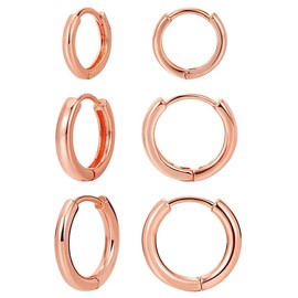 LILIE&WHITE Rose Gold Hoop Earrings Set – Hypoallergenic and Tarnish-Resistant Jewellery for Women – Three-Pair Minimalist Hoop Design – Gift for Birthdays, Anniversaries, and Special Occasions