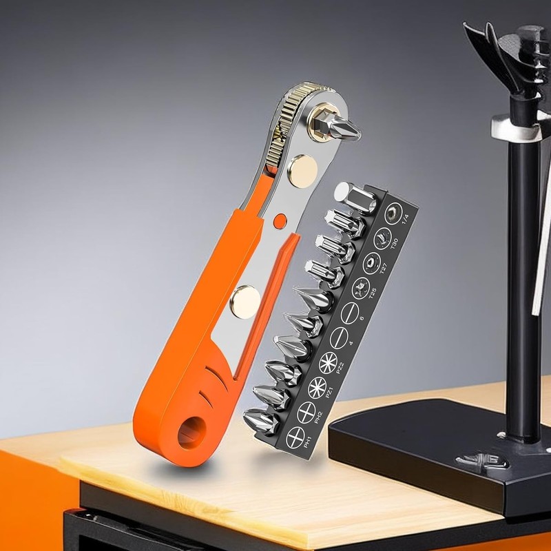 Amrocky Phillips Magnetic Screwdriver, 1/4" Mini Ratchet Wrench for Tight