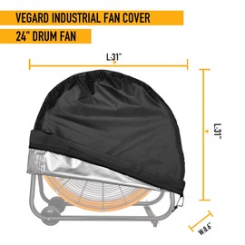 VEGARD Industrial Fan Cover,Outdoor Fan Cover, Heavy Duty Waterproof&Dustproof Cover for 24" High Velocity Floor Fan, Drum Fan, High Speed Blower,Suitable for indoor and outdoor