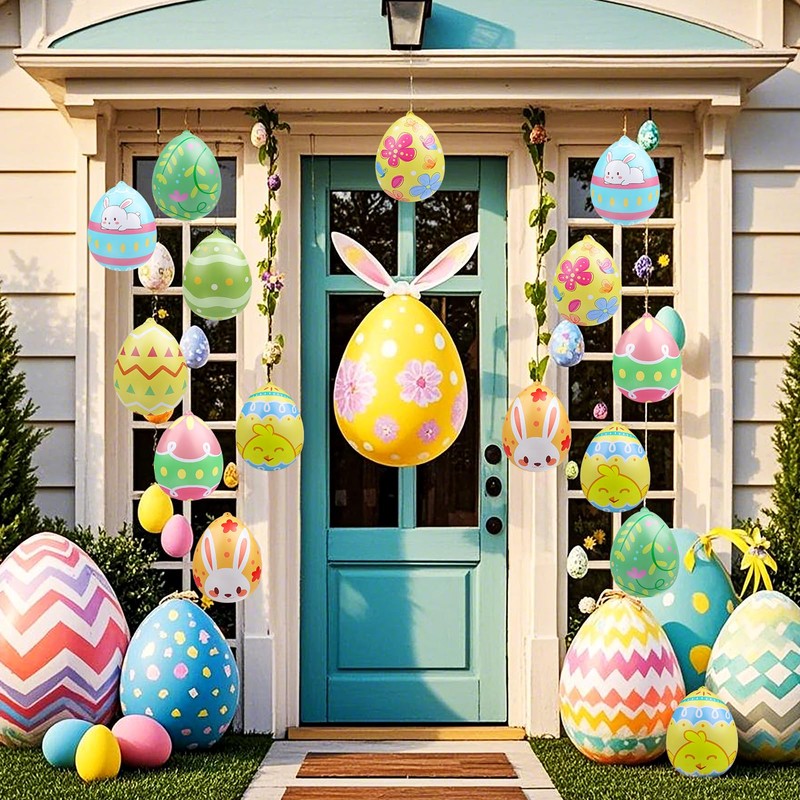 Larber 24 Pcs 9 Inch Inflatable Easter Eggs Outdoor PVC