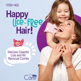 Dynarex WeCare ClearNit Lice and Nit Removal Combs with Plastic Handle - Lice Nit Comb for all Hair Types, Stainless Steel Teeth, Red - 1 Comb