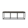 HomePop Upholstered Button Tufted Decorative Bench with Metal Base, Gray