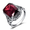 LRGKMCWTOB Elegant Huge Natural 3.5Ct Tanzanite 925 Silver Ruby Ring