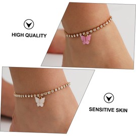 CHILDWEET Pcs Butterfly Ankle Chain Rhinestones Fashion Foot Chain for Teenage Girls Boho Style Charm Anklets for Parties