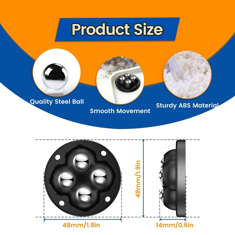 Self Adhesive Caster Wheels, Appliance Rollers for Kitchen Appliances, 360°
