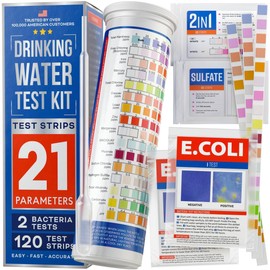 bestprod Bestprod All-New 20 in 1 Drinking Water Testing Kit 120 Strips, Home Tap and Well Water Test Kit for Hardness, Lead, Iron, Copper, Chlorine, Fluoride