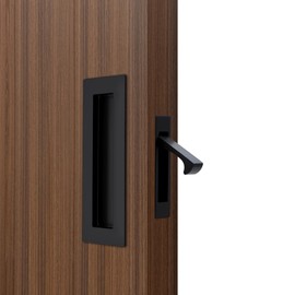 Dontay Sliding Pocket Door Handles, 304 Stainless Steel Non Locking Pocket Door Hardware, Recessed Flush Finger Pulls, Heavy Duty Edge Pull (1 Set, Matte Black, 6 Inch)