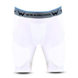 WEARCOG Gladiator Youth Football Girdle with pads for Boy's | 5 Padded Integrated Football Pads with Hip, Tail, Thigh Pads and Cup Pocket | White Large Size