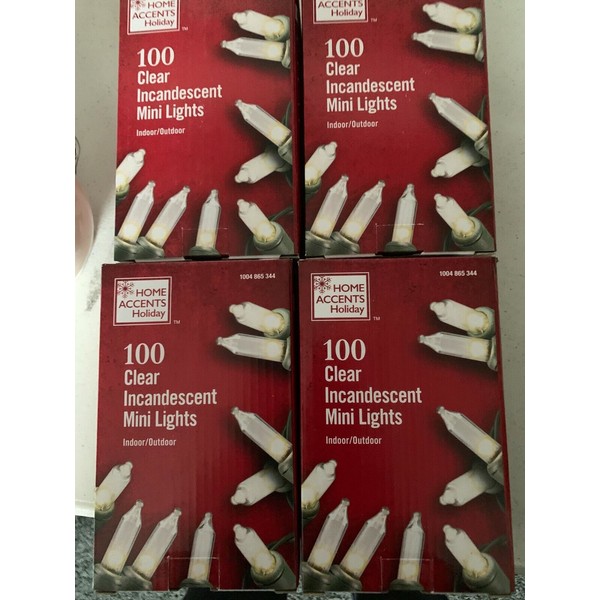 Home Accents Holiday 100 Count - 4 boxes Clear Lights Green Wire Christmas Light
